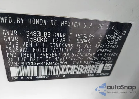 2019 Honda Fit Lx from USA, damaged, VIN 3HGGK5H41KM724584